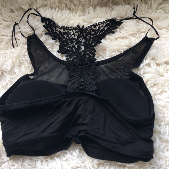 2 Sheer lace padded black bralette bikini top - Picture 3 of 11